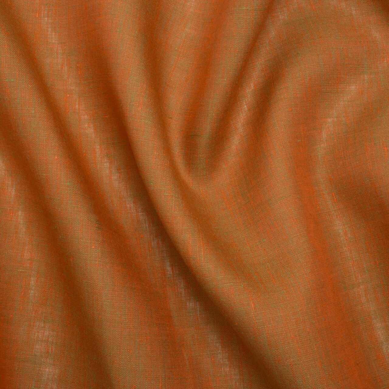 1 Yard Two Tone Medium Weight Linen Woven Orange and Lime Green